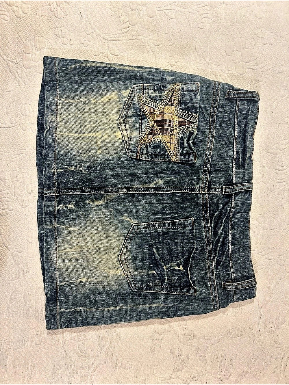 Nicole Vintage Y2K Denim Distressed Mini Skirt Waist 26